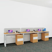 Workstation | Alabaster | 3 Seater | Side by Side | Side Rack