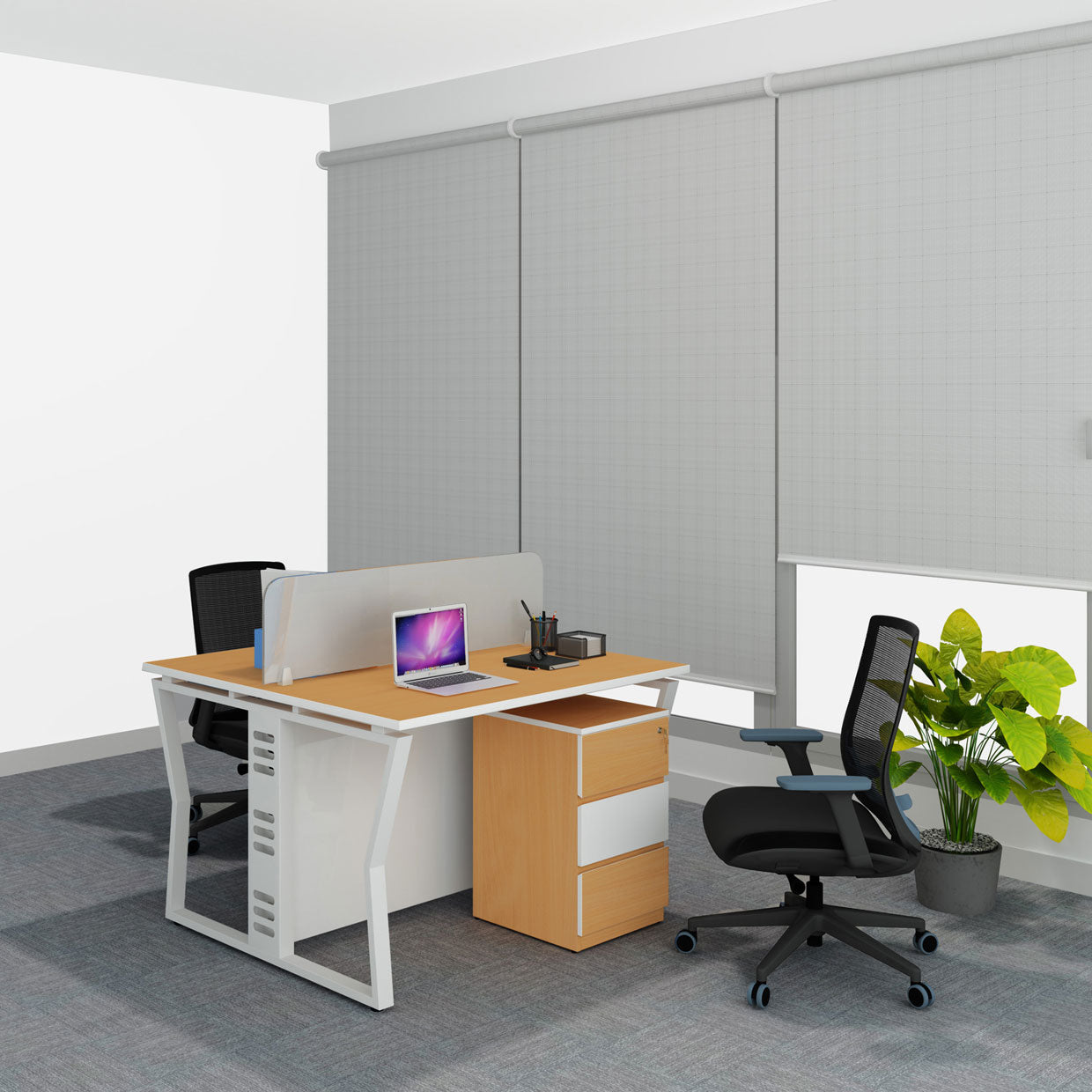 Workstation | Alabaster | 2 Seater | Face to Face | Only Desk