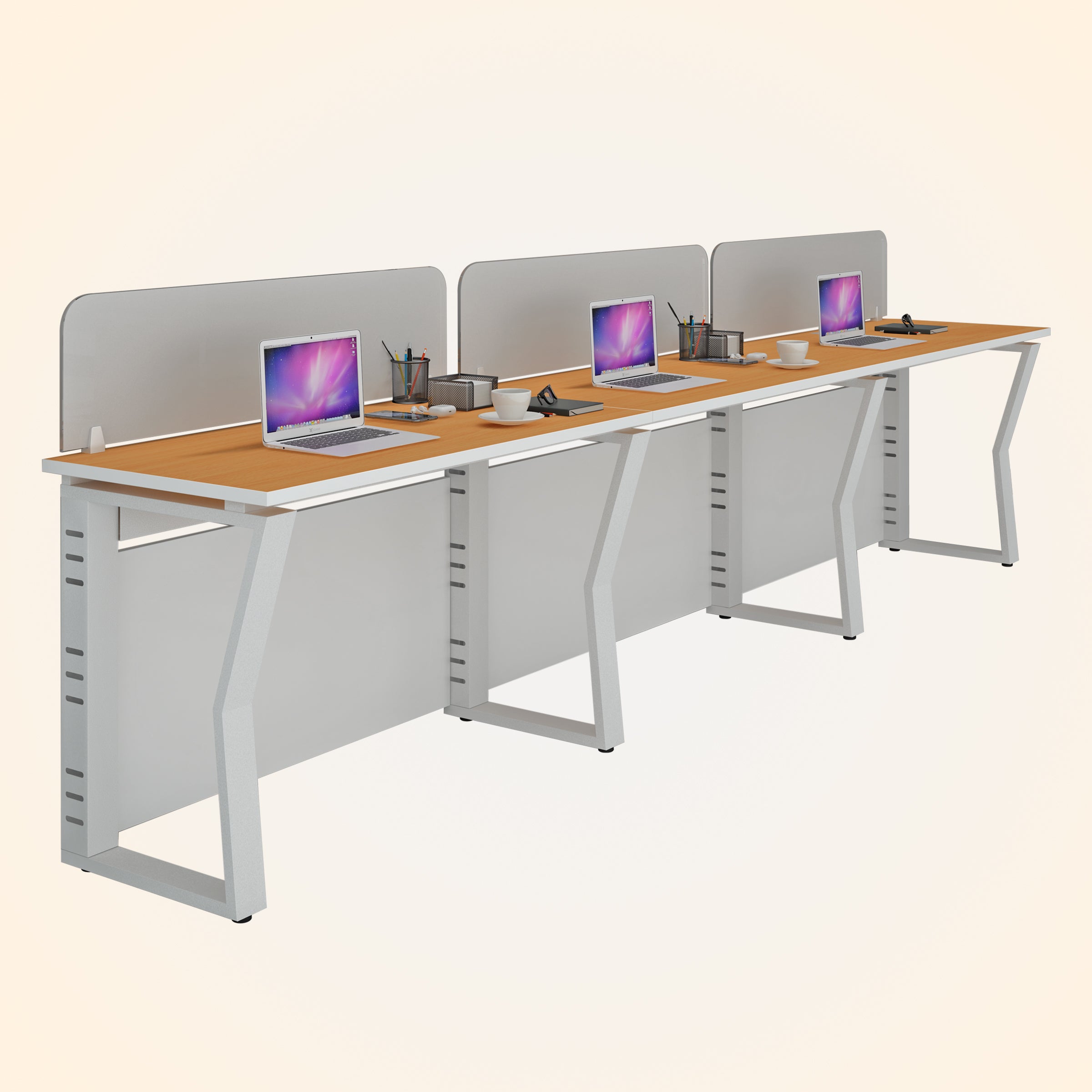 Workstation | Alabaster | 3 Seater | Side by Side | Only Desk