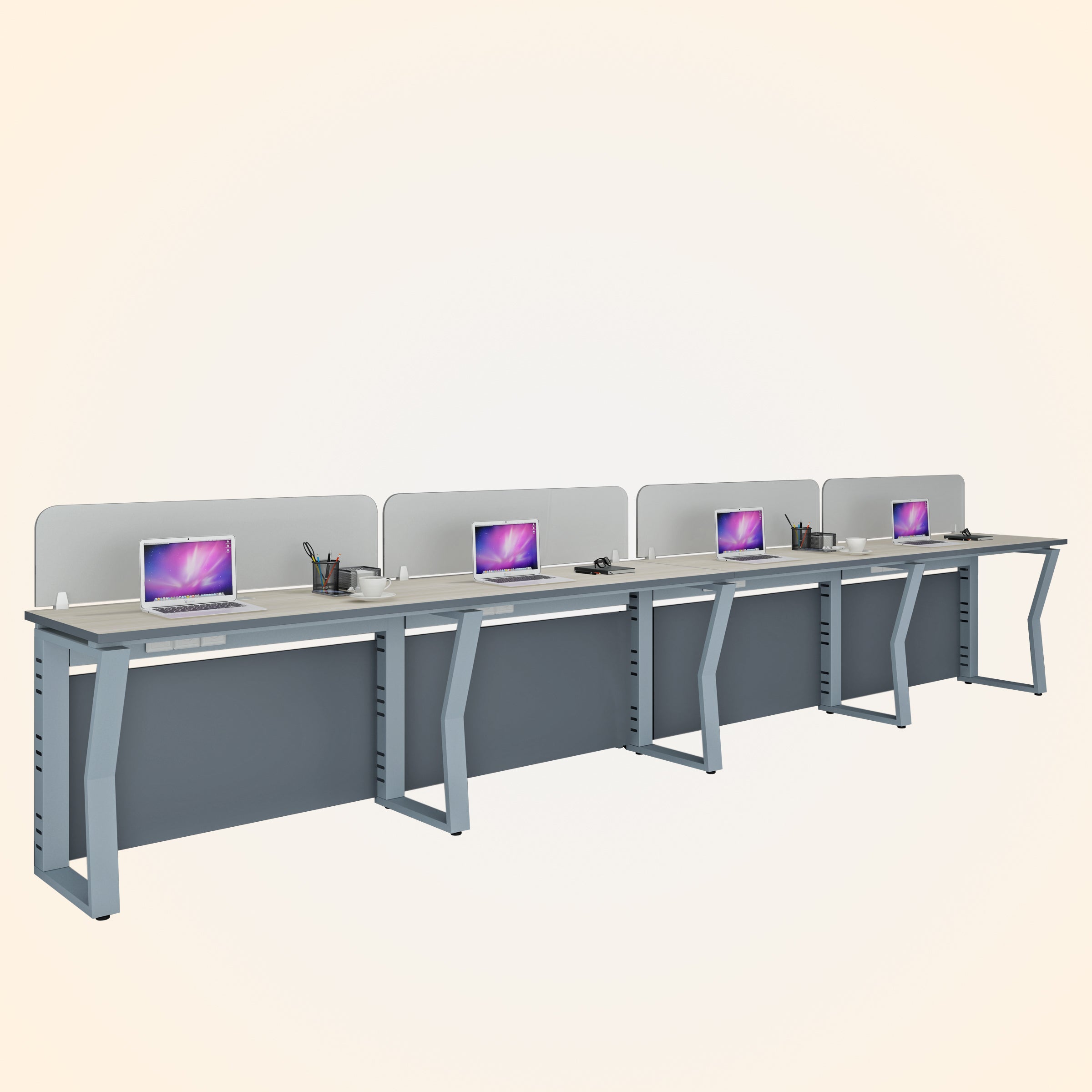Workstation | Alabaster | 4 Seater | Side by Side | Only Desk