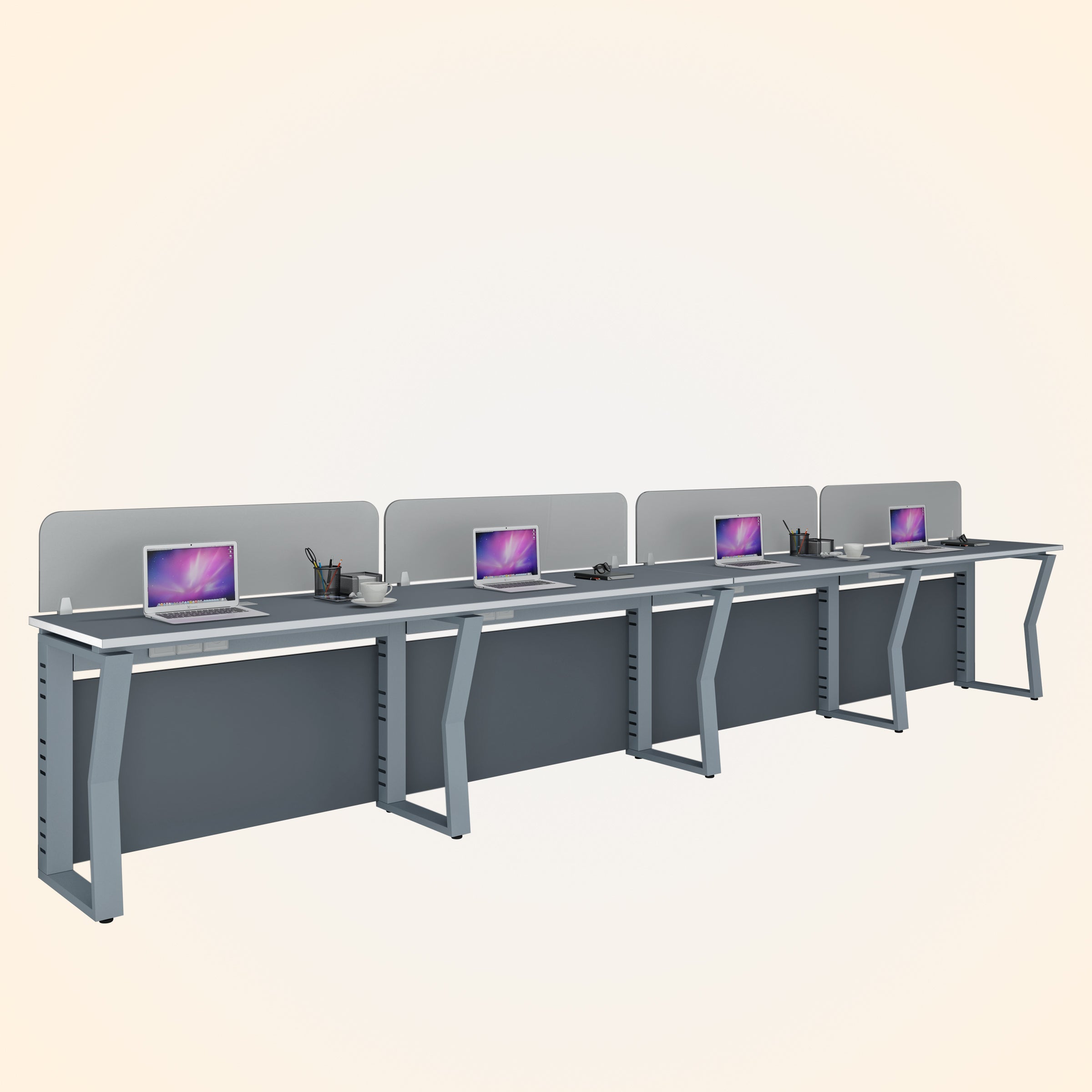 Workstation | Alabaster | 4 Seater | Side by Side | Only Desk